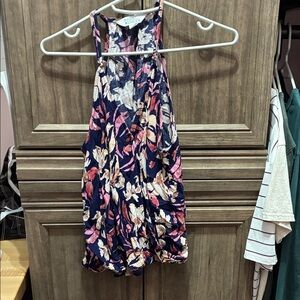 Market & Spruce Navy and Pink Floral Blouse